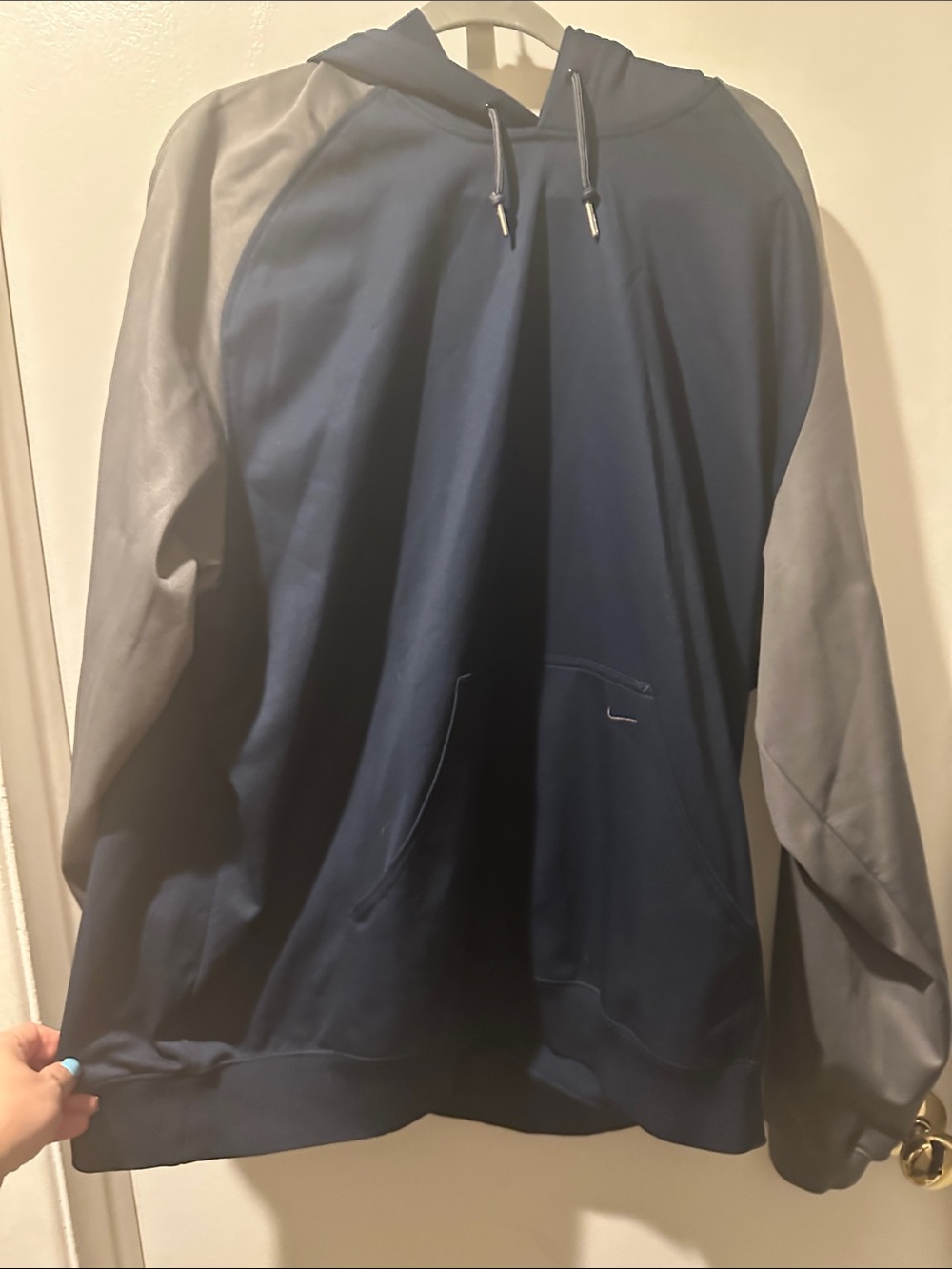 Men's Navy and Gray Hooded Pullover Jacket 2xl